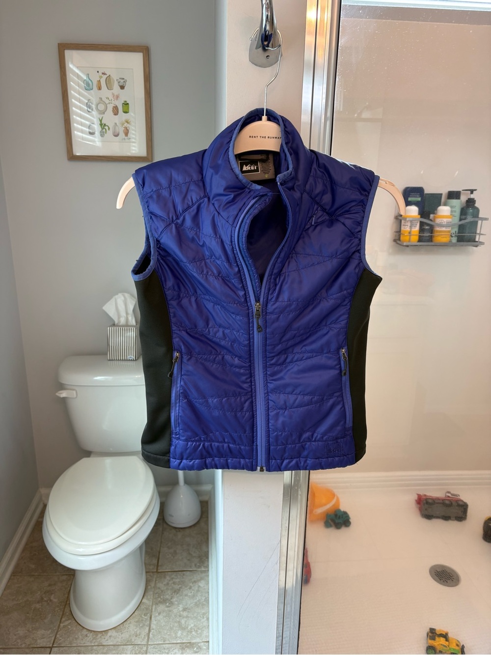 REI Women's Quilted Vest in Royal Blue with Black Trim